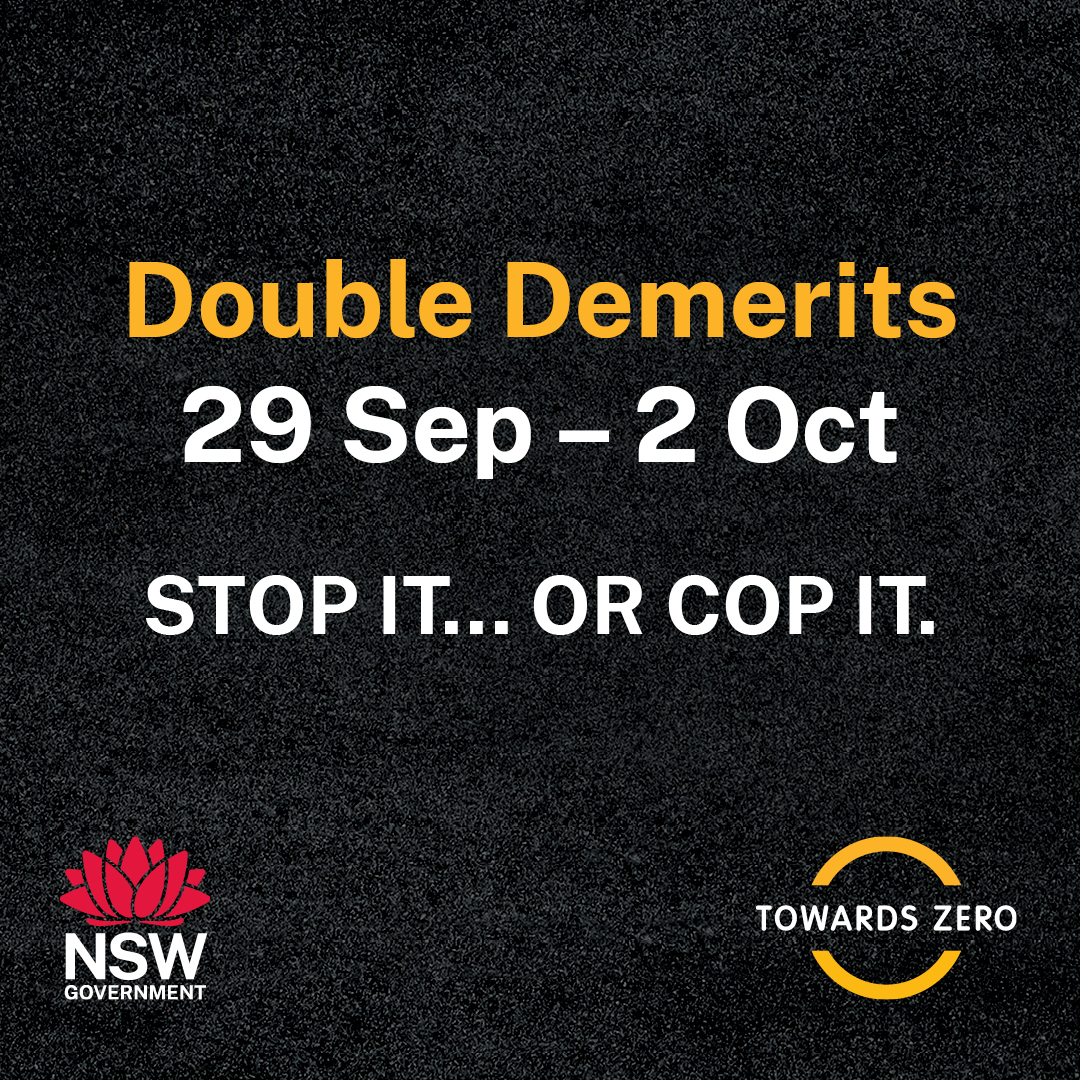 Double Demerits in force October long weekend Central Coast Council