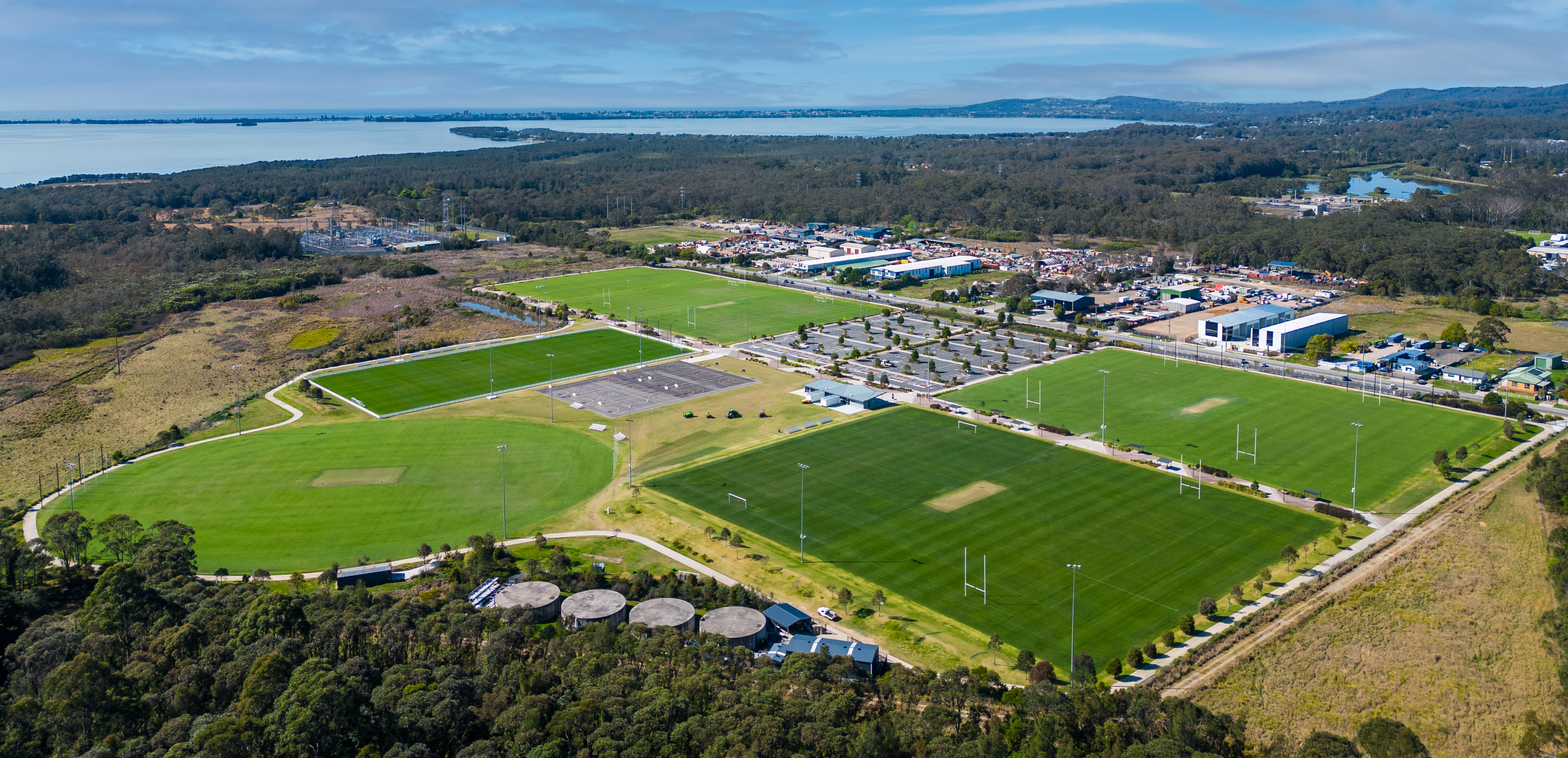 aerial view of various sports ovals