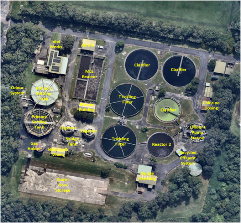 Figure 1 Bateau Bay STP Site Layout Overhead map of Bateau Bay Sewage Treatment Plant