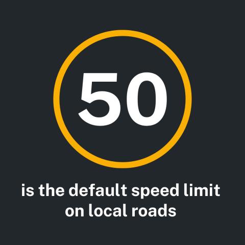 50 is the default speed limit on local roads 