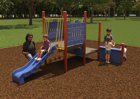 A concept design of the play unit to be installed at Bushlands Avenue, Springfield.