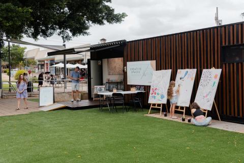 gallery container in public park 